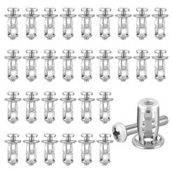 60 Pcs M 4 X 20 Hollow Door Anchor Set, Hollow Cavity Fixing Hollow Wall Anchors For Aluminium Cladding Sheet Steel Pipe