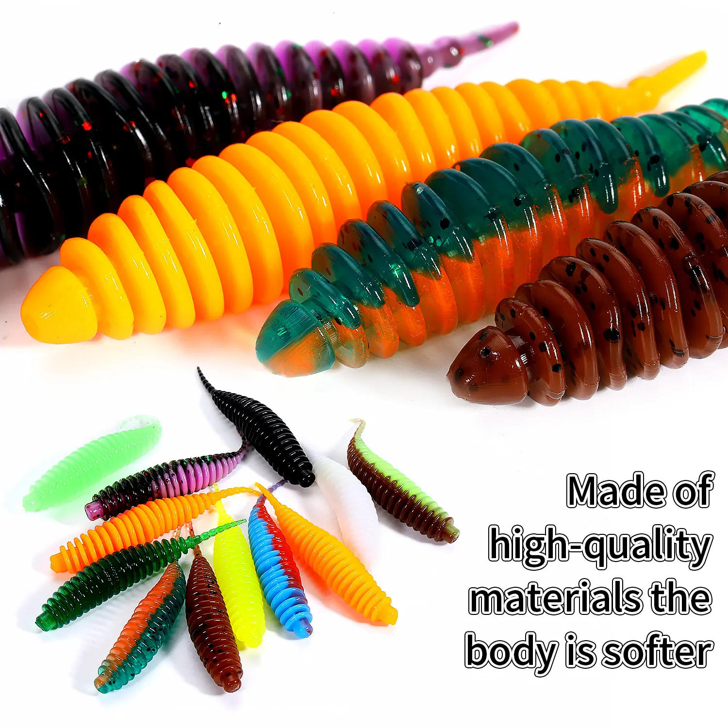 Description Picture 6 of itemSougayilang 10Pcs Worm Bait Soft Bait 40mm 60mm Fishing Lures Freshwater Swimbaits Silicone Soft Bait for Carp Bass Pike Fishing