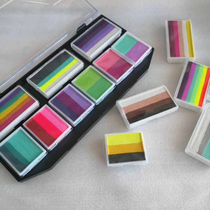 Description Picture 5 of item12 Grids Rainbow Split Cake Face Body Paint Art Painting Pigment Plastic Empty Palette Tray with Lid