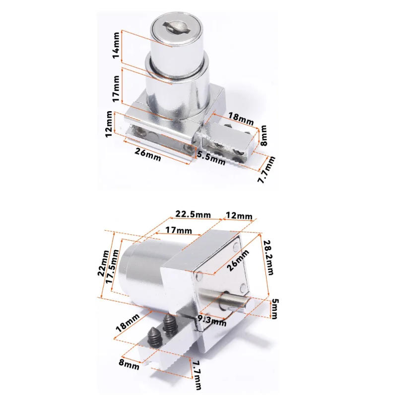 Description Picture 3 of itemNew Zinc Alloy Glass Door Lock Hardware Security Display Case Lock Furniture No punching Slide Door Lock Glass Cabinet