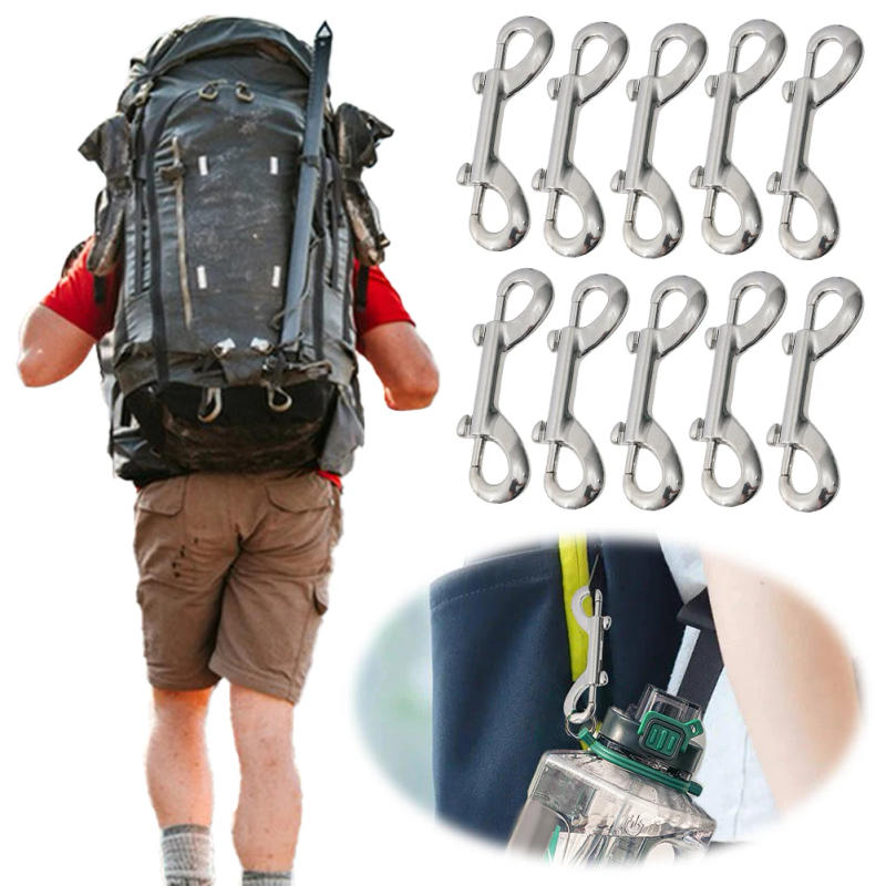 Description Picture 4 of item10pcs Scuba Diving Double End Bolt Snap Hook Clips 316 Stainless Steel B-Shape Spring Hook for Linking Dog Leash Feed Buckets