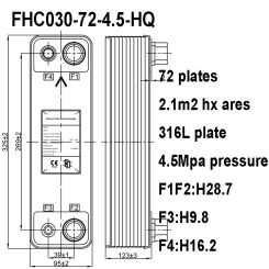 72 Plates 2.1m2 Brazed Plate Heat Exchanger, 316L Stainless Steel Customized Heat Exchanger