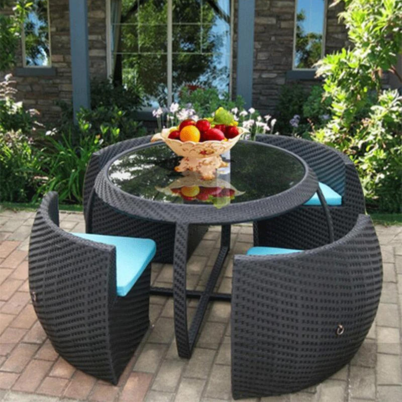 Description Picture 5 of itemNordic Leisure Outdoor Garden and Terrace Set Rattan Garden Furniture Sets Creative Round Balcony Table and Chair Five-piece Set
