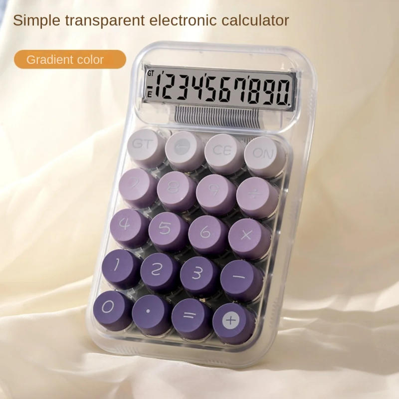 Description Picture 2 of itemWidescreen Transparent Electronic Calculator Portable Creative Transparent Pretty Calculators 10 Digits Display Colorful