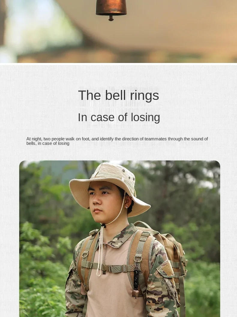Description Picture 6 of itemCamping Bell For Hiking Loud Outdoor Safety Bear Bell For Hikers Helps To Prevent Startling Wild Animals Hiking Survival Tools