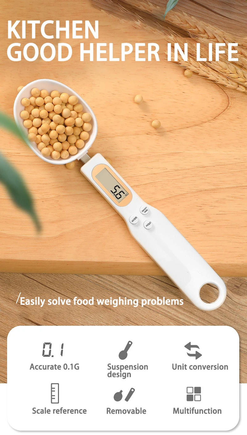 Description Picture 2 of item1Pc LCD Digital Measurement Adjustable Weighing Spoon Kitchen Scale Electronic Measuring Spoon Coffee Powder Scale Baking Scale