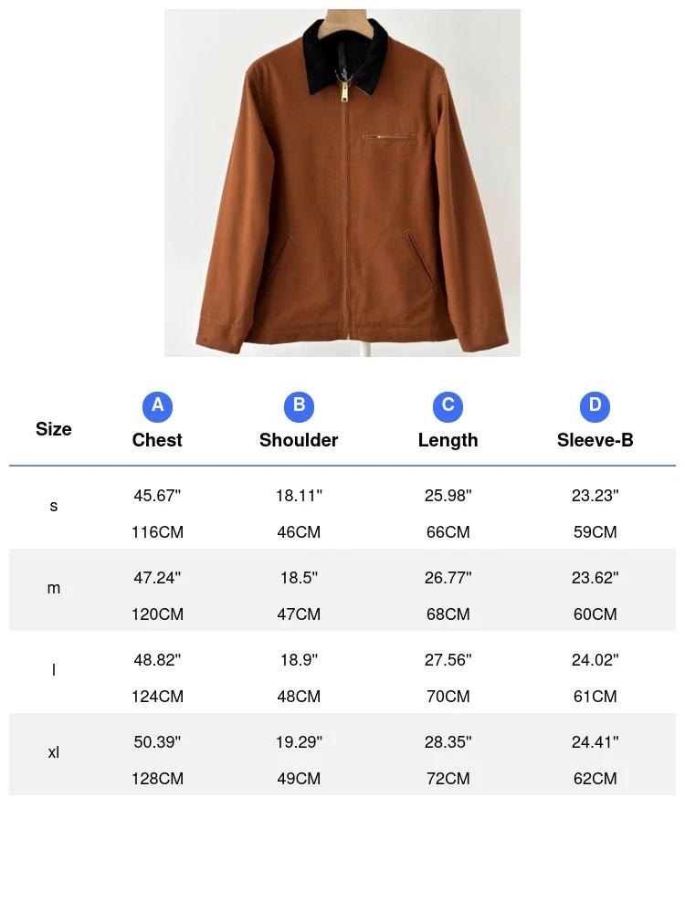 Description Picture 2 of itemAmerican retro Detroit lapel canvas zipper casual loose jacket Japanese Streetwear Safari Style Trendy Coat