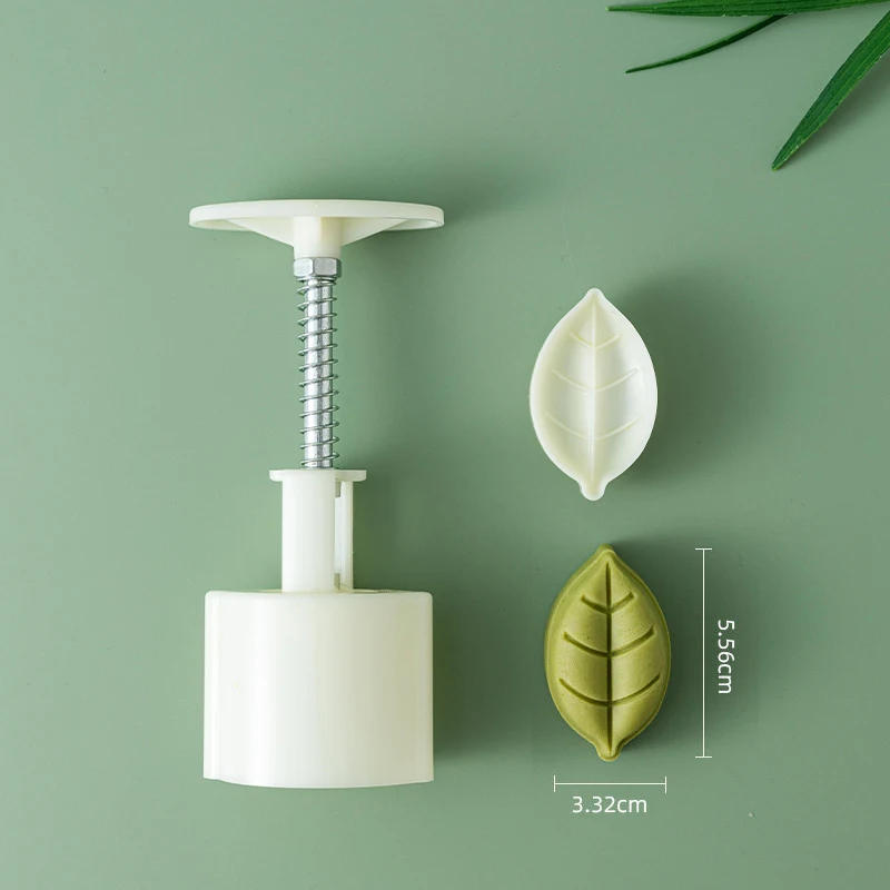 Description Picture 6 of item30g Mooncake Mold Plastic Mooncake Mold Cookie Cutter with Leaf Stamp Hand Press Plunger Pastry Reusable Baking Decorating Tools
