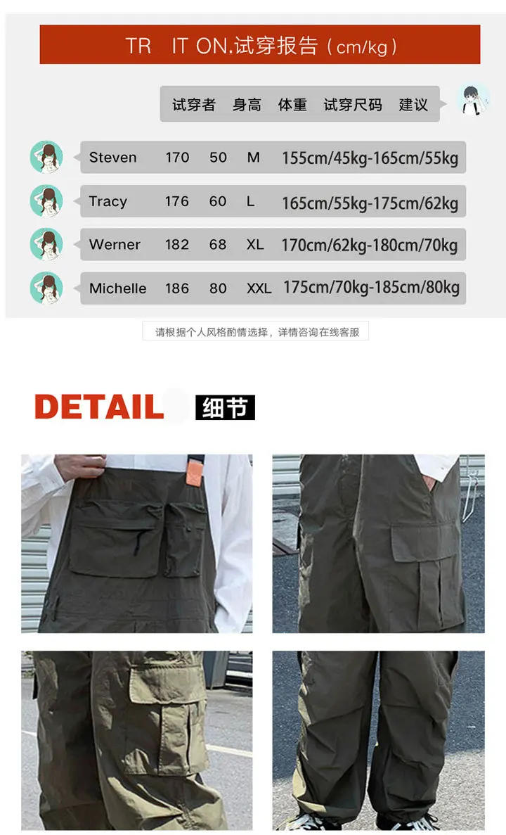 Description Picture 3 of item2023 Men's Spring and Autumn New Retro Tooling Suspender Pants Loose Sling One-Piece Ankle Banded Pants