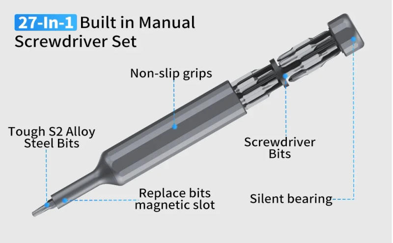 Description Picture 3 of item27/39 in 1 Precision Screwdriver Set Manual Pen Small Screwdriver with 38 Magnetic Torx Phillips Drill Bits Mini Repair Tool