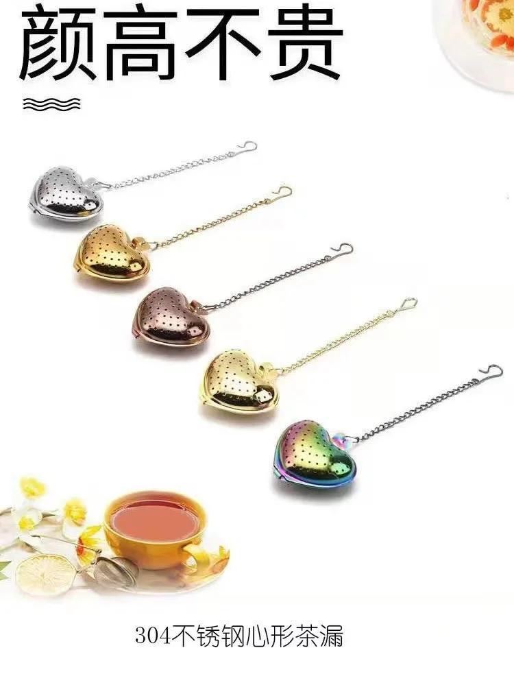 Description Picture 2 of itemTea Strainer Heart Shape Stainless Steel Tea Infuser Locking Spice Tea Ball Strainer Mesh Infuser Strainers Kitchen Accessories