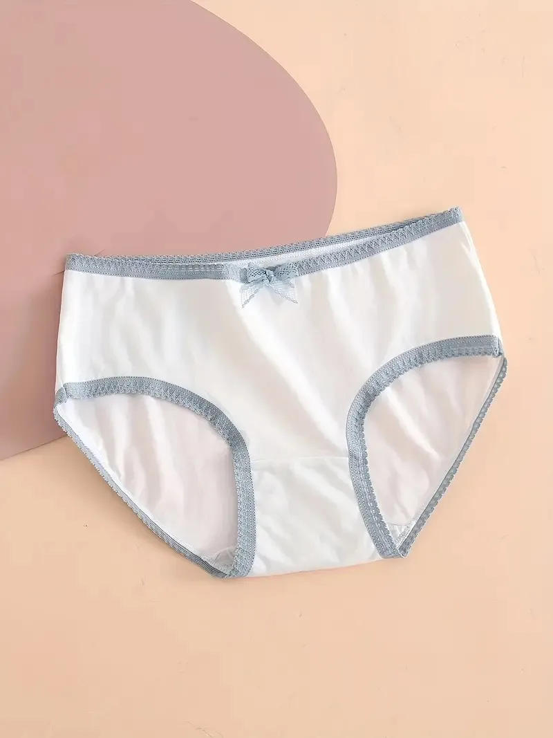 Description Picture 6 of item5pcs Heart  Plaid Print Briefs Comfy  Cute Bow Intimates Panties Women's Lingerie  Underwear