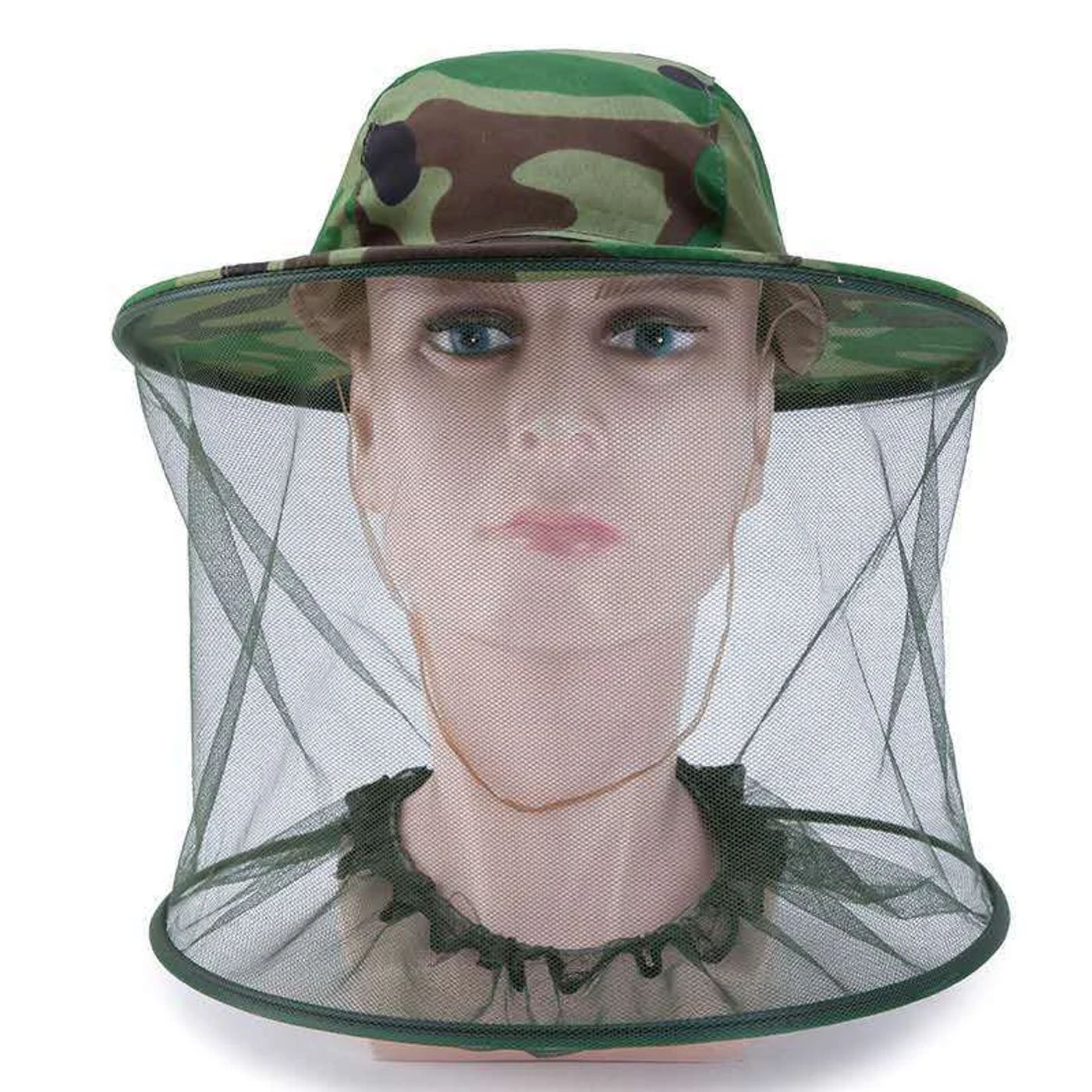Description Picture 6 of itemCamouflage Men Fishing Cap Wide Brim Visor Sunshade Hunting Bee Keeping Mesh Hat Insects Mosquito Prevention Neck Head Cover