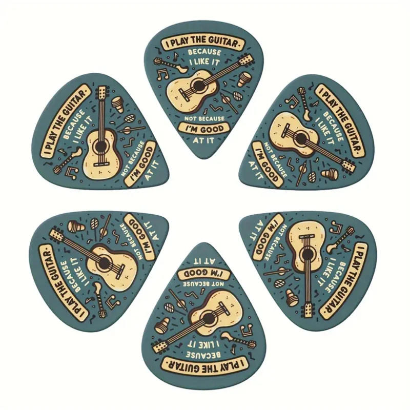 Description Picture 3 of item6 Pcs Original Sound Guitar Picks, Double-Sided Printed Ukulele Guitar Finger Shrapnel, Keychain Holster, Gift For Music Lovers