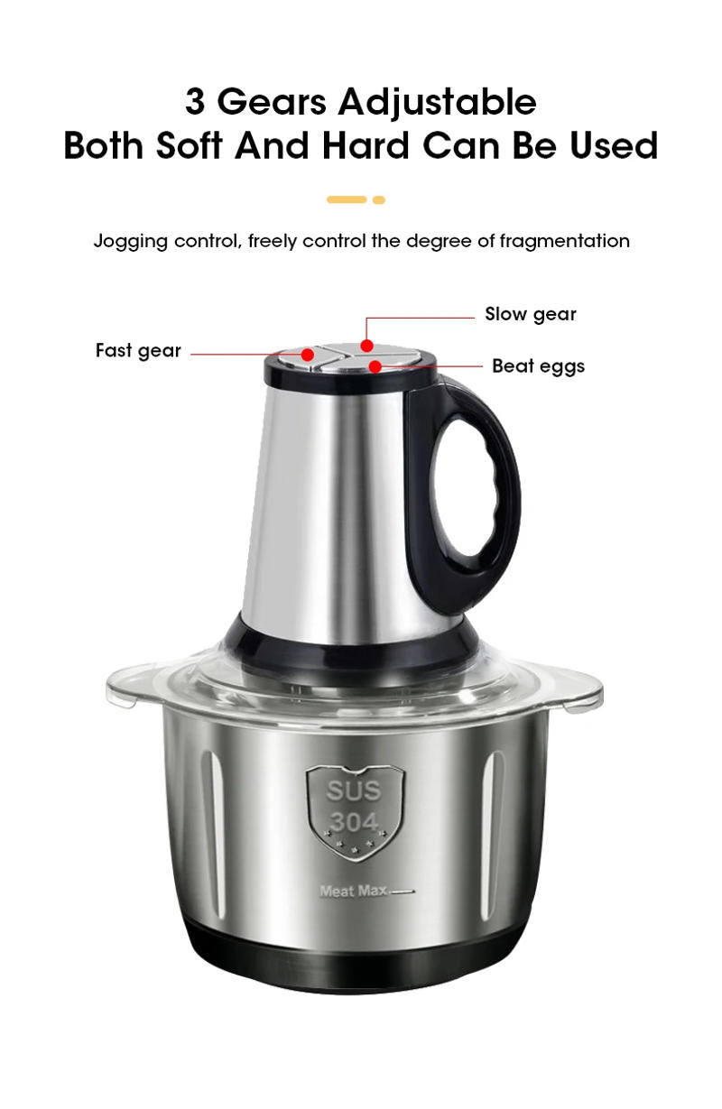 Description Picture 4 of itemElectric Meat Mincer Grinder 5L Stainless Steel Chopper Food Processor Garlic Mud Maker Blender Large Capacity Kitchen Utensils