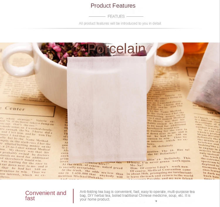 Description Picture 6 of item100pcs Disposable Tea Bags Corn Fiber Folding Empty Bag Spice Sachets Filter Te Tea Accessories for Kitchen Convenience Gadgets