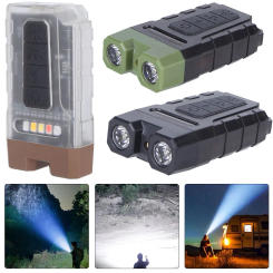 Powerful LED Flashlight Keychain USB Charging Camping Spotlight Torch 600LM Alarm Emergency Lamp for Camping Fishing Walking