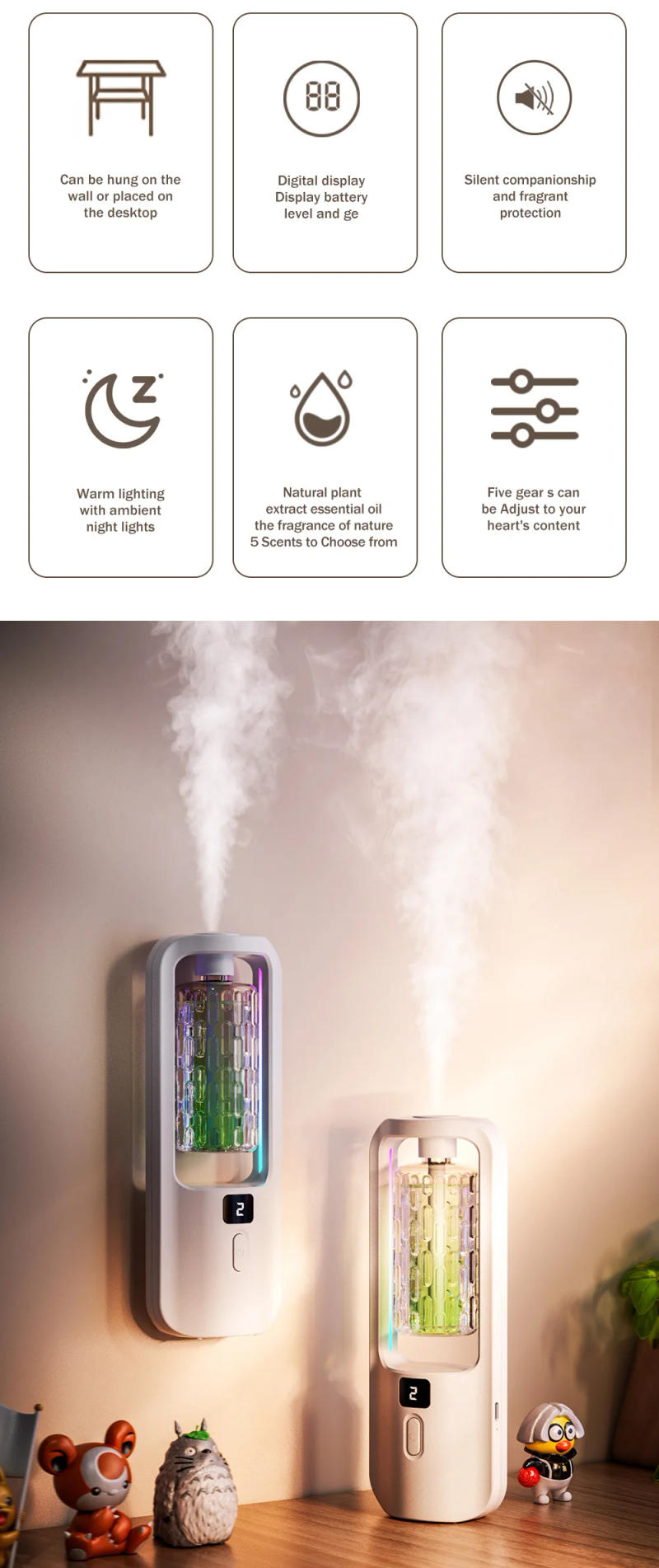 Description Picture 5 of itemUSB Automatic Aromatherapy Machine Hotel Timed Spray Aroma Essential Oil Diffuser Bathroom Deodorant Diffuser Home Air Freshener