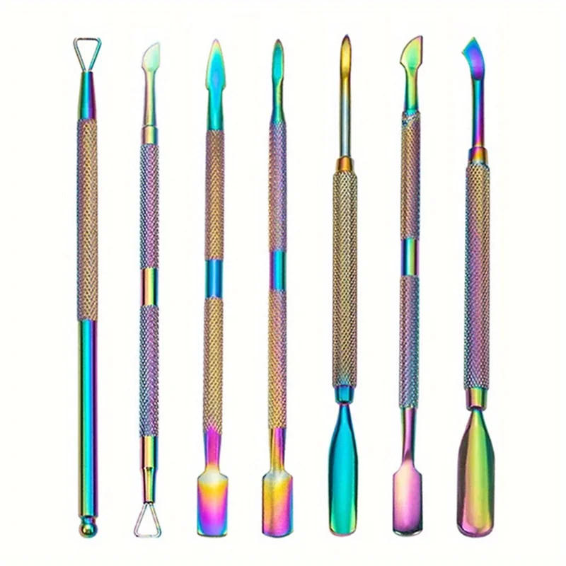 Description Picture 4 of itemMulticolor Double-ended Stainless Steel Cuticle Pusher Dead Skin Push Remover For Pedicure Manicure Nail Art Cleaner Care Tools