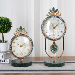 Light Luxury Marble Desk Clock, Table Clock Ornament, Home and Living Room, Grand and Fashionable