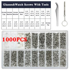 1000pcs/box Eyeglasses Sunglasses Repair Kit Tool Glasses Screwdriver Screw Sets Nose Pad Optical Repair Tool Parts Assorted Kit