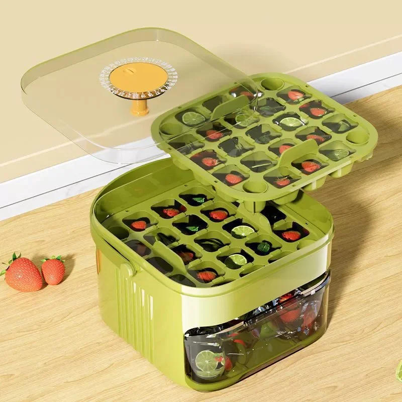Description Picture 3 of itemIce Cube Tray with Lid and Bin, 2 Packs Ice Cube Trays for Freezer, Easy Release Ice Tray for Drinks, Whiskey, Cocktail, Coffee
