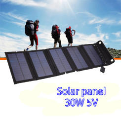 Solar Cell 30W Photovoltaic Panels USB Charger System Battery V 5V Portable Flexible Foldable Energy Power Sunpower Camping Set