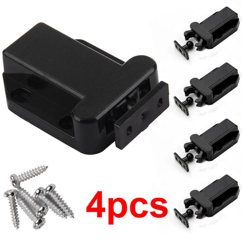Description Picture 2 of item4 Pcs High Quality Catch Latch Push To Open Release ABS Beetles Drawer Black Cabinet Latches Catch Touch Cupboard Door