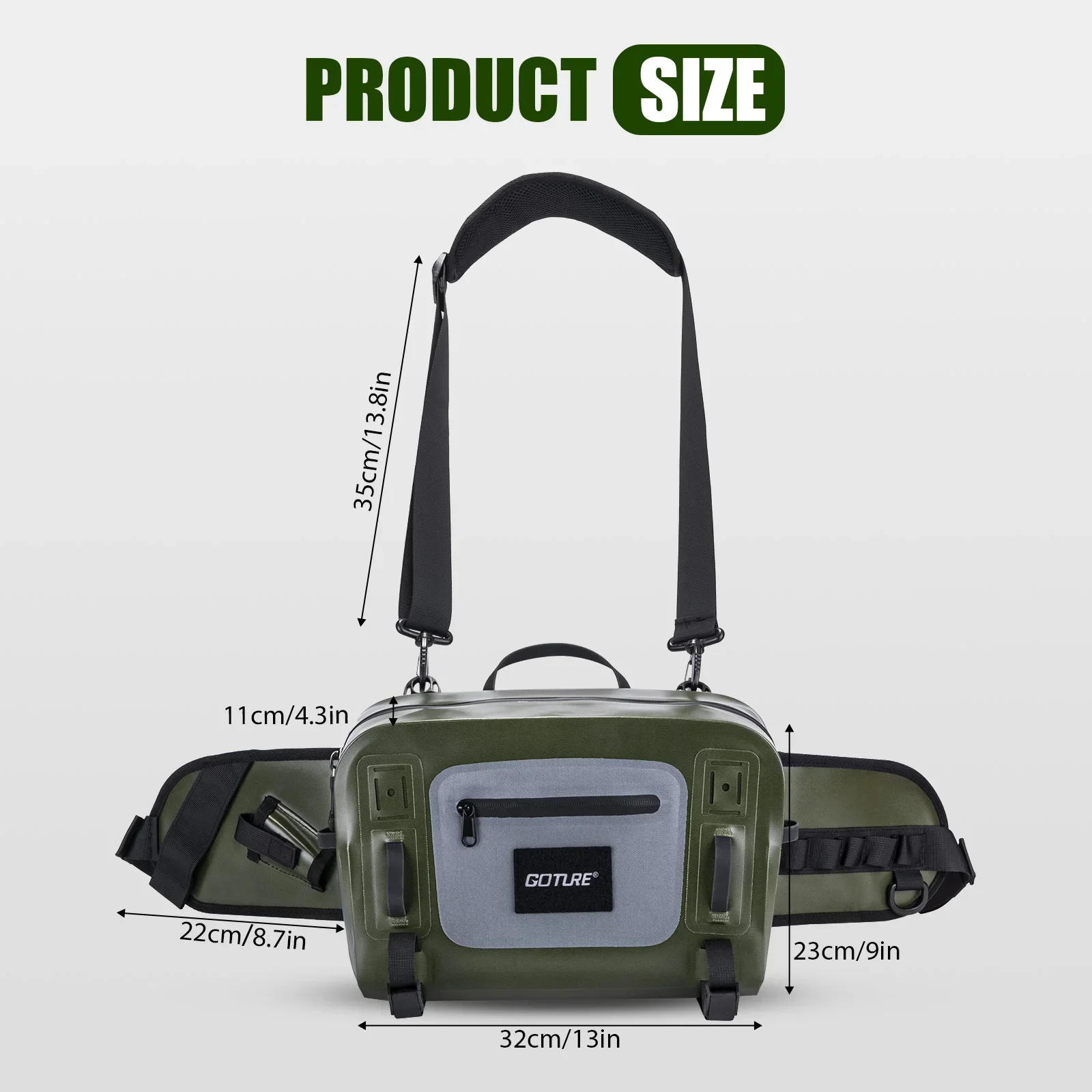 Description Picture 5 of itemGoture Fly Fishing Bag Fanny Tackle Storage Bag Cross Body Sling Versatile Waterproof Dry Bag for Canoeing Surfing Kayking