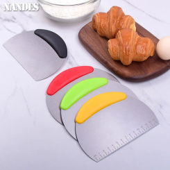 Kitchen Baking Tools Half Round Scraper Dough Bread Cutting Stainless Steel Scraper Household Baking Tools Gadgets
