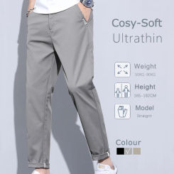 Pantalones informales de verano para hombre, calzas finas, cónicas, transpirables, color negro, gris y caqui, talla grande 42, 44, 46