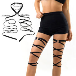 Women Harajuku Sexy Elastic Bandage Leg Thigh Chain Lingerie Harness Adjustable Heart Garter Goth Belt Cosplay Body Accessories