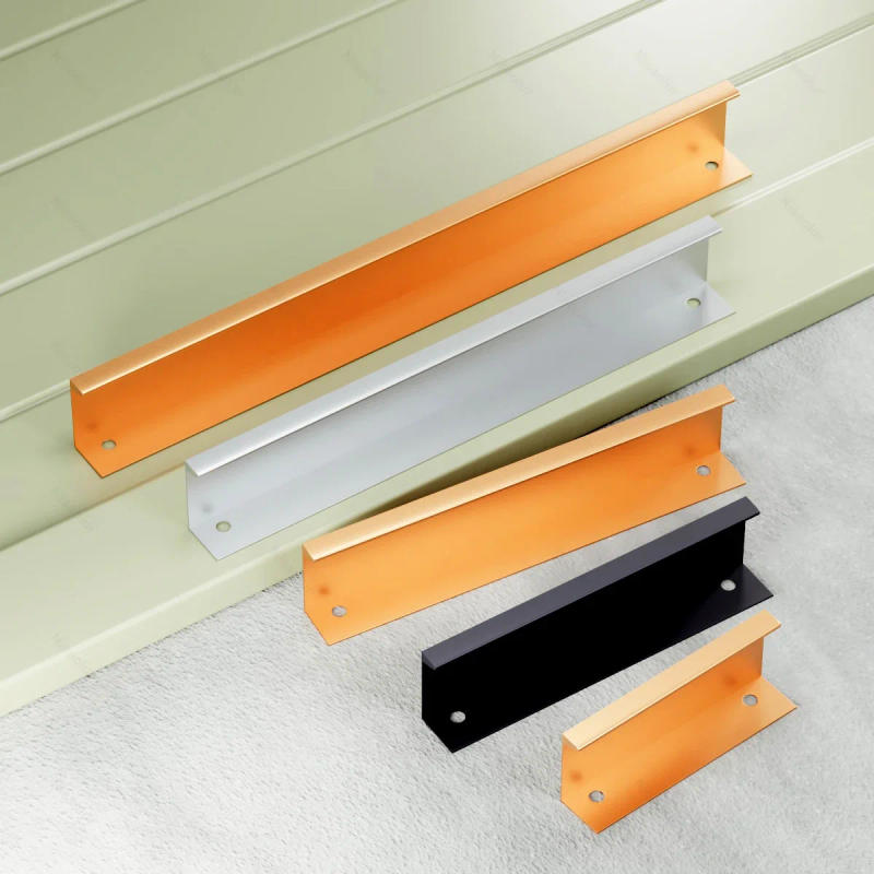 Description Picture 2 of itemBlack Hidden Cabinet Handles Aluminum Alloy Kitchen Handles Cupboard Door Pulls Drawer Knobs Long Furniture Handle Hardware