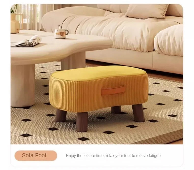 Description Picture 5 of itemPorch Ottomans Small Stool Simple Shoe Stool Living Room Sofa Footstool Coffee Table Small Stools Soft Small Chair Home Stools
