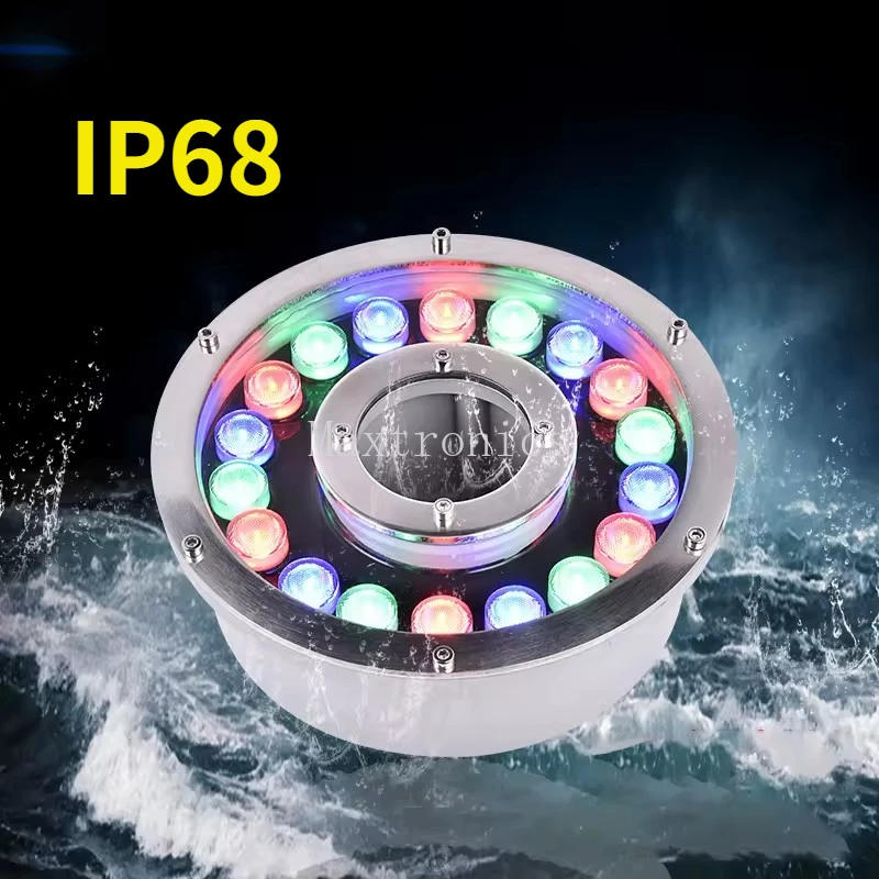 Description Picture 3 of item12V/24V RGB LED Underwater Light With Remote Control IP68 Waterproof Swimming Pool Garden Spotlight Fountain Pool Lighting Decor