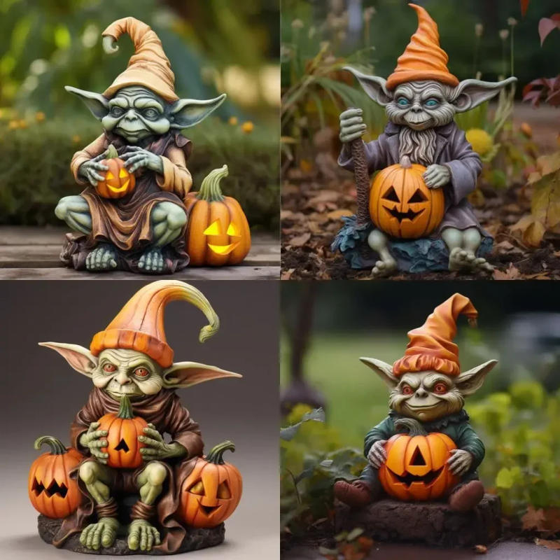 Description Picture 2 of itemHalloween Pumpkin Garden Decoration Vampire Ornament Cute Ghost Landscape Resin Cartoon Crafts Outdoor Statues Sculptures