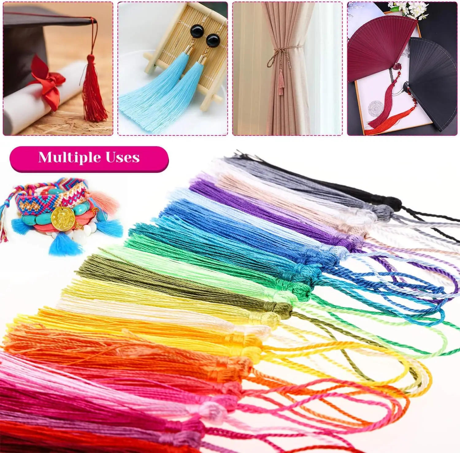 Description Picture 4 of item50 Pcs Polyester Silk Tassel Fringe Hanging Rope Silk Tassel Fringe For Sewing Curtains Accessories DIY Crafts Jewelry Making