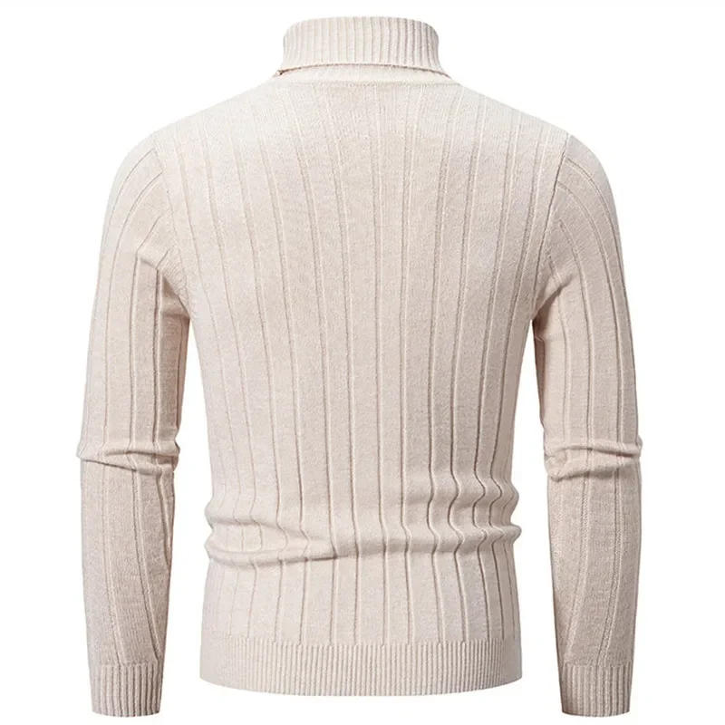 Description Picture 4 of item2024 New Turtleneck Pullover Men Slim Fit Knit Sweater Solid Color Long Sleeve Autumn Sweaters Men Casual Pullover Man Clothing