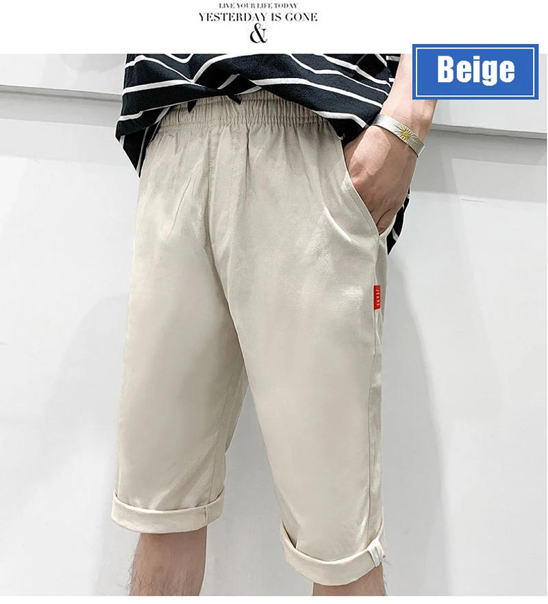 Description Picture 3 of item2024 Summer New Men's Casual Pants Loose Cotton Solid Color Seven-Minute Pants Casual Versatile Thin Section Seven-Minute Pants