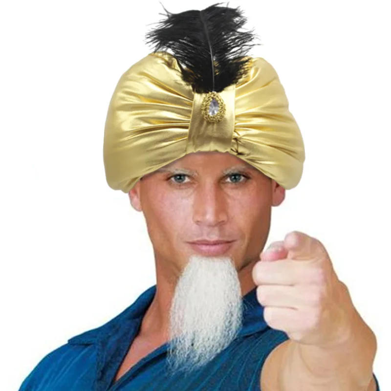 Description Picture 2 of itemNovelty Kids Adult Halloween Masquerade Party Myth Arab Hats Halloween Easter Gold Aladdin Hat Stage Show Cosplay Costume Props