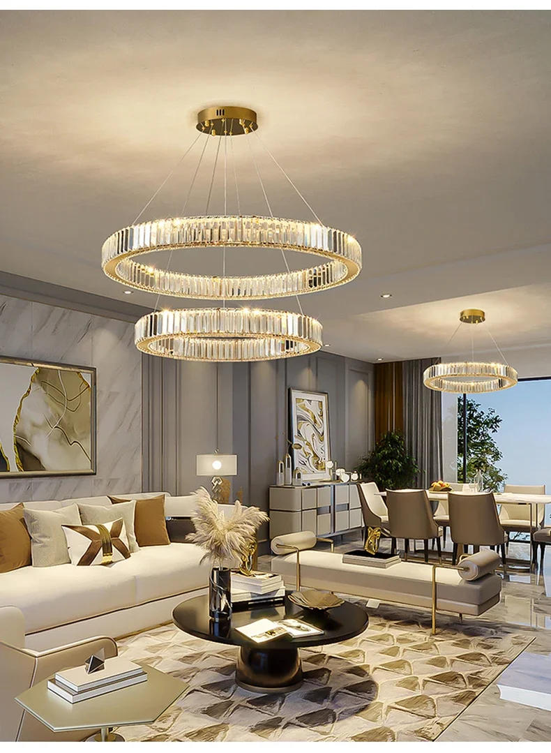 Description Picture 4 of itemModern Luxury Crystal Ceiling Pendant Lamp Living Room Bedroom Hanging Chandelier Bar Dining Table Light for Room Decor Lustre