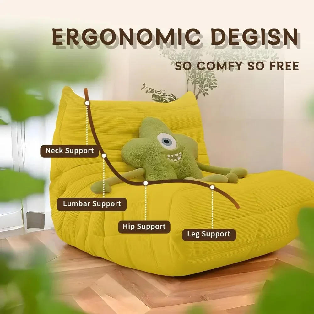 Description Picture 3 of itemErgonomic Bean Bag Chair Multi-Functional Recliner Sofa, Full Body Support, Neck, Lumbar, Hip, Leg Comfort