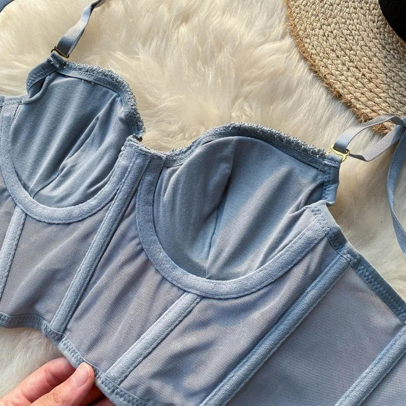 Description Picture 6 of itemNew Embroidery Lace Flowers French Women Underwear Steel Rubber Bone Push Up Bras Sexy Bralette Cute Lingerie Sexy Body Shaping