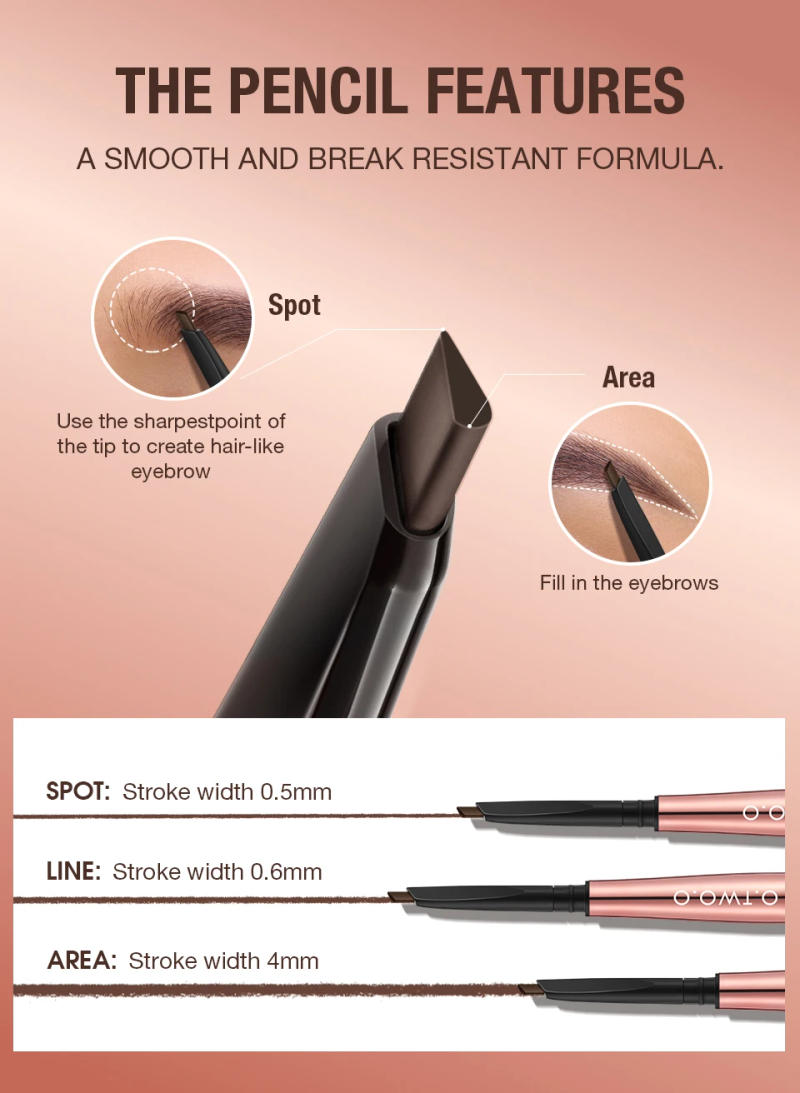 Description Picture 4 of itemO.TWO.O 3 In 1 Eyebrow Pencil With Eyebrow Trimmer Long Lasting Precise Brow Definer Natural Color Waterproof Eye Brow Pen