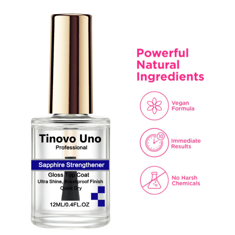 Description Picture 3 of itemTinovo Uno Sapphire Nail Strengthener Growth Oil Nail Art Treatment 12ML Natural Ultra Shine Top Coat Finish Air Dry Nail Polish
