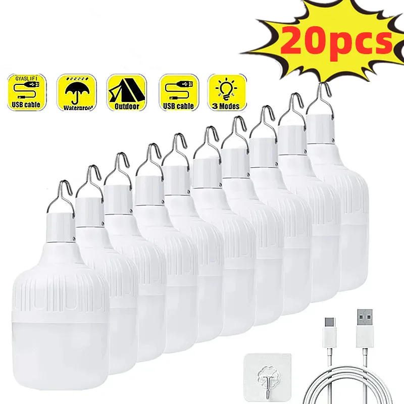 Description Picture 2 of item20-1pc Rechargeable Led Bulb Portable Camping Light Bulb Emergency Lighting Flashlight Lights Outdoor Picnics Hanging Tent Light