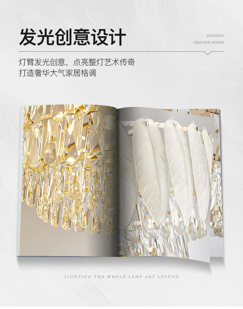 Description Picture 3 of itemFrench Style Living Room Crystal Feather Chandelier Lights Home Indoor Lighting Dining Room Ceiling Pendant Lamps LED Lustre