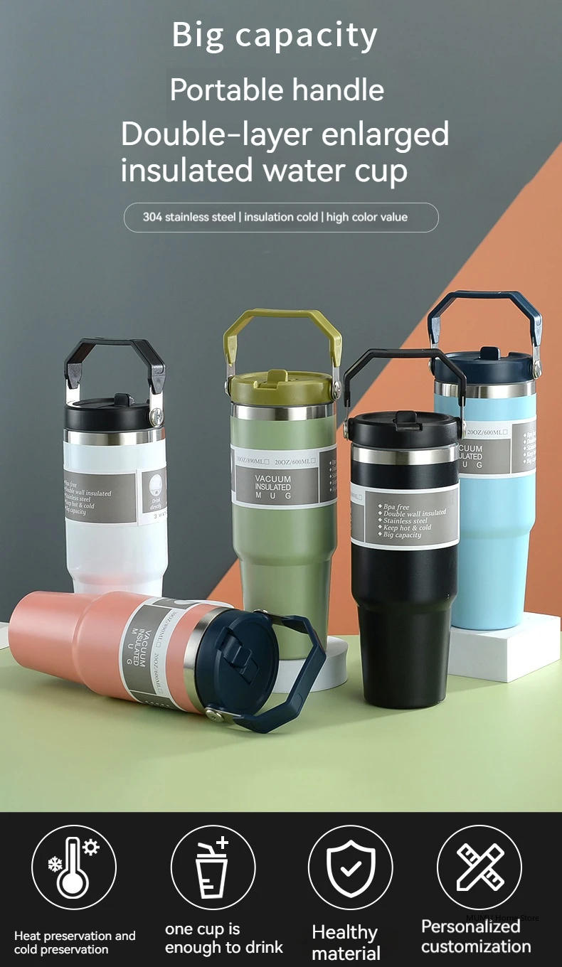 Description Picture 3 of item20oz/30oz Stainless Steel Thermal Coffee Mug Tumbler Coffee Cup Cold And Hot Car Travel Mug Vacuum Flask Thermos Water Bottle