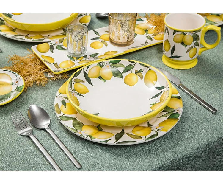 Description Picture 6 of itemCreative Hand-painted Relief Lemon Ceramic Plates, Soup Bowls, Fish Plates, Dessert Plates, Storage Jars, Irregular Tableware