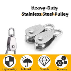 Heavy-Duty Stainless Steel Pulley Stainless Steel Pulley M15 Single Wheel Swivel Lifting Rope Pulley Set Lifting Wheel Tools